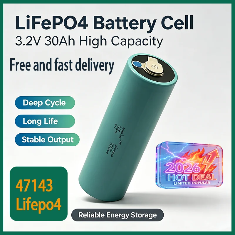 New 47143 C46M‑V2.1 30Ah 3.6V Cylindrical LiFePO4  Cell 3000+ Cycles Rechargeable Battery for DIY Solar RV Storage Battery Pack