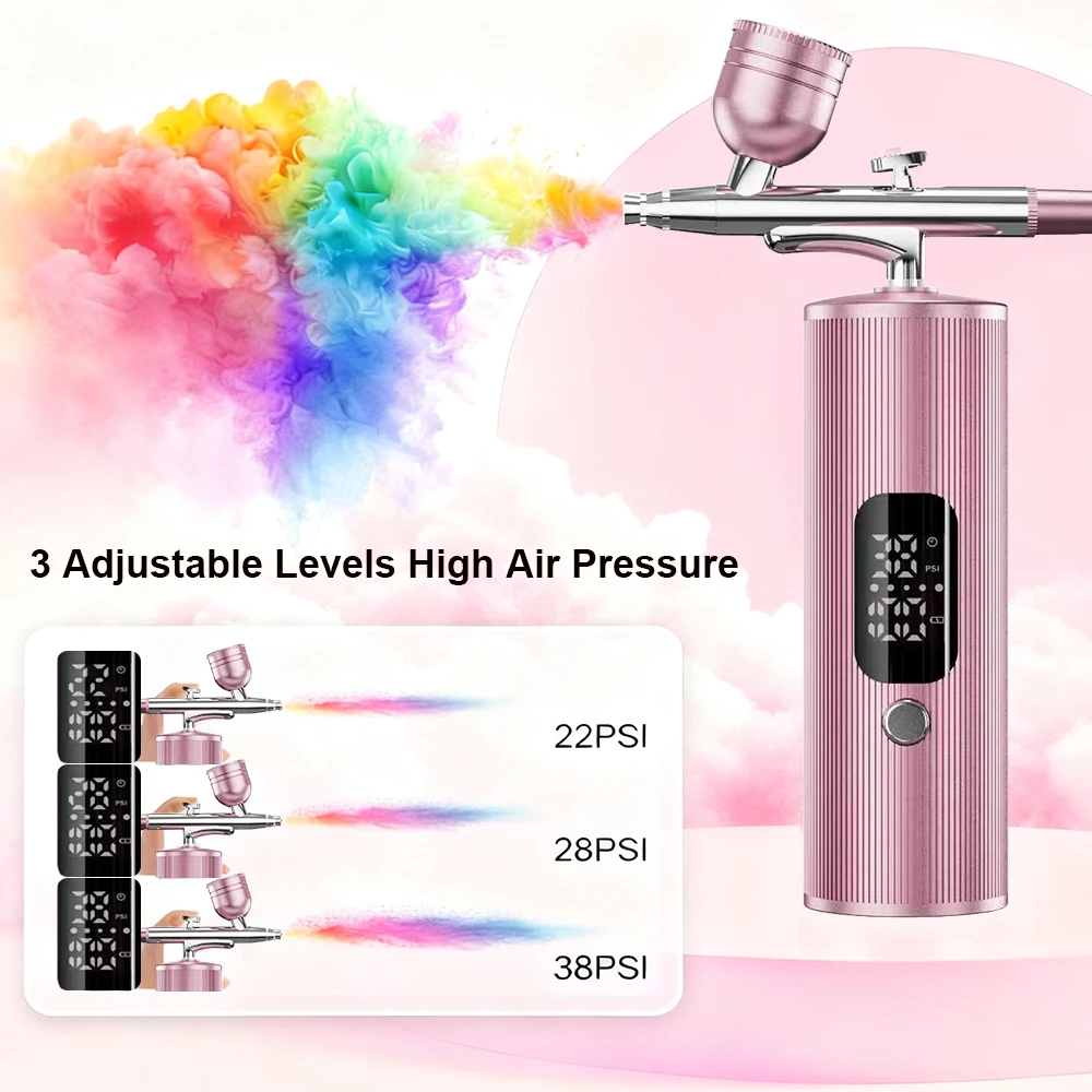 Aerógrafo com com compressor, aerógrafo recarregável, pistola multifuncional, kit de aerógrafo de pintura portátil com compressor para unhas