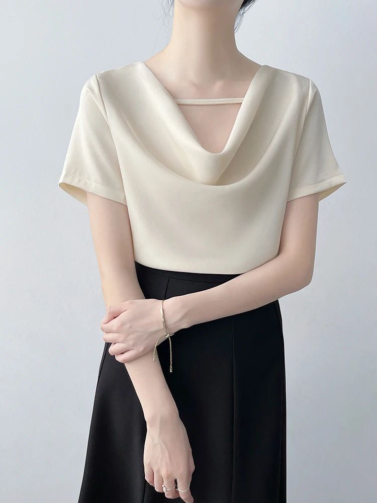 

Женский модный красивый топ в корейском стиле Baoya, летняя новинка, свободный крой, V-образный вырез, из полиэфирного волокна