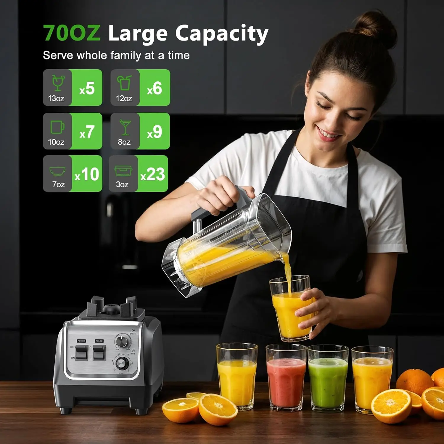 Blender for Smoothies with 1800 Watt Motor Powerful Countertop Blenders for Kitchen 70OZ Large Capacity Smoothie Blender and Gri