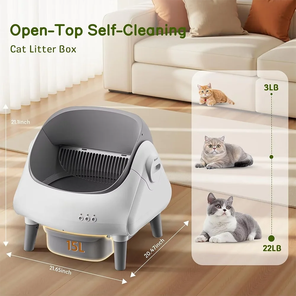 Smart Self-Cleaning Cat Litter Box Arenero Para Gatos Automatico WiFi App Odor Control Arenero Inteligente Para Gatos Grandes