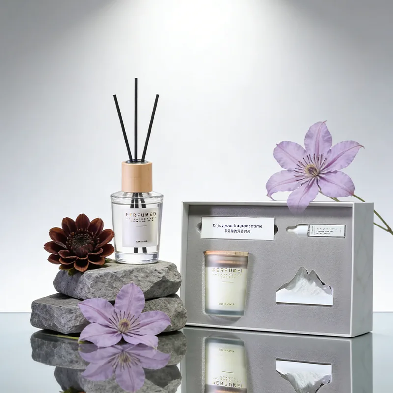 Diffuser Stone Aromatherapy Gift Box Frosted Wood Cover Candle Set Premium Mountain Fragrance Ornament Souvenir