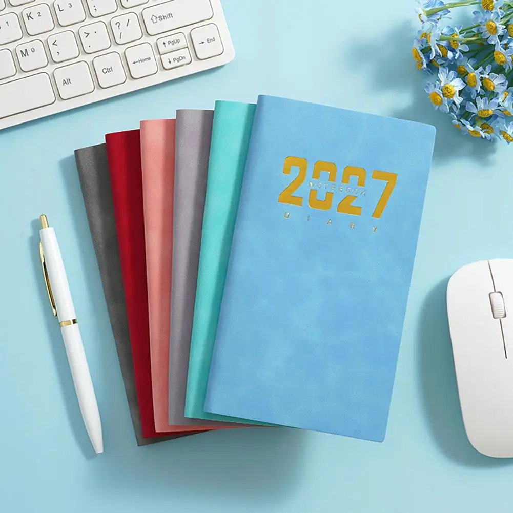 2027 Daily Agenda Notebook Pocket Size PU Leather Cover Planner Practical Daily Organizer for Business And Personal Scheduling