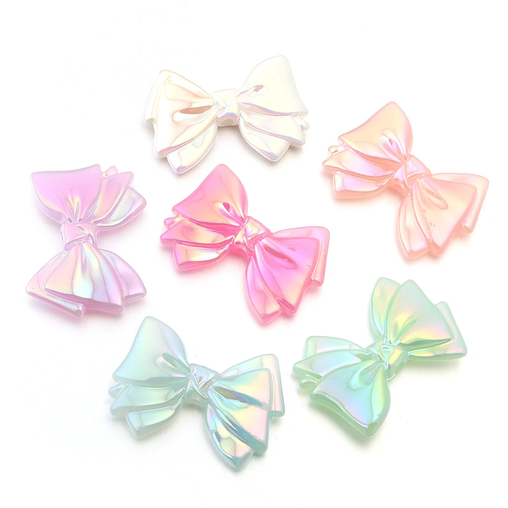 10Pcs/Lot 43x30mm Jelly Color Bow Acrylic Bead Shiny Loose Spacer Beads For Jewelry Making DIY Handmade Keychain Accessories view 4