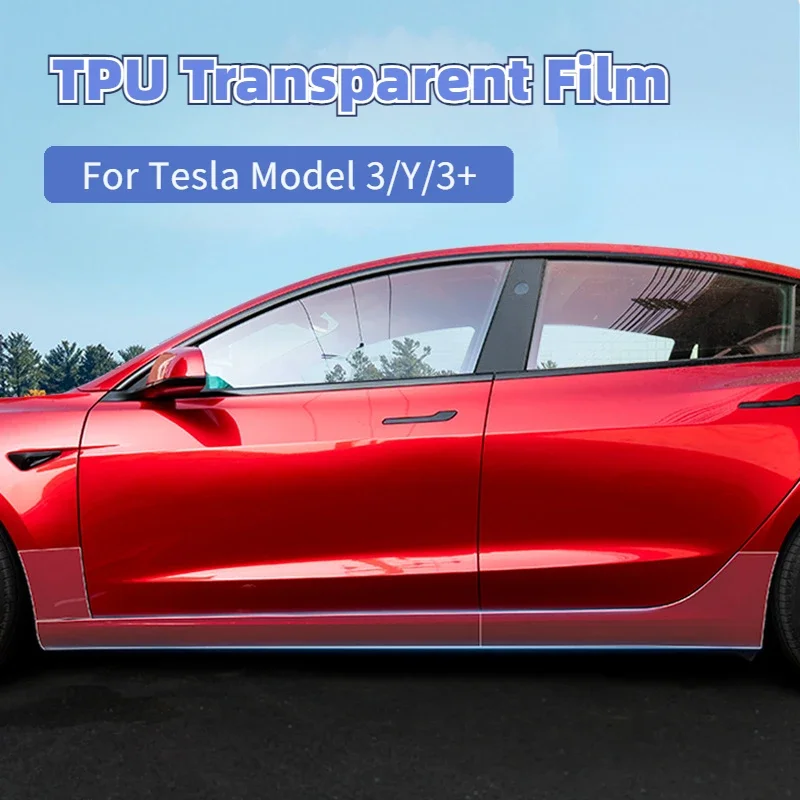 

For Tesla Model 3/Y/3+ TPU Transparent Film Front Rear Door Extended Car Body Protective Film Invisible Car Clothing Set 2024