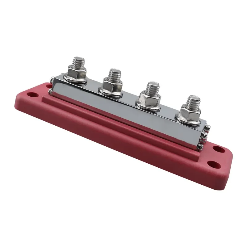 600A High Current Bus Bar M10 4 Way Straight Row Wiring Stud Terminal Block For RV Yacht Modified Vehicle Ship Circuit System