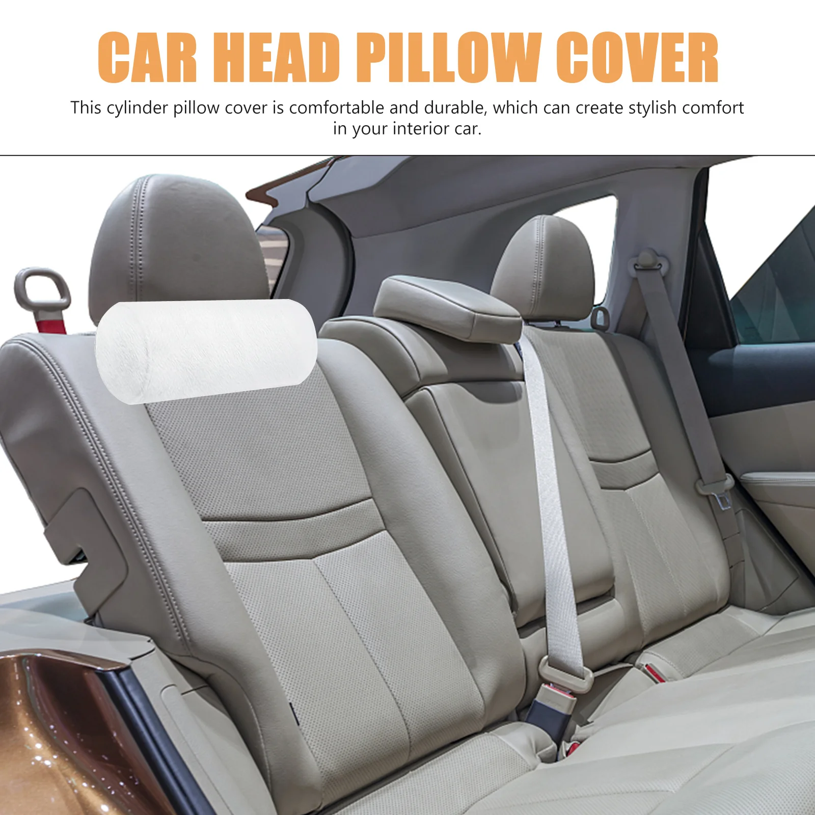

Cylindrical Pillow Cover Car Neck Pillowcase Soft Reusable Car Head Pillowcase Comfortable Seat Decoration