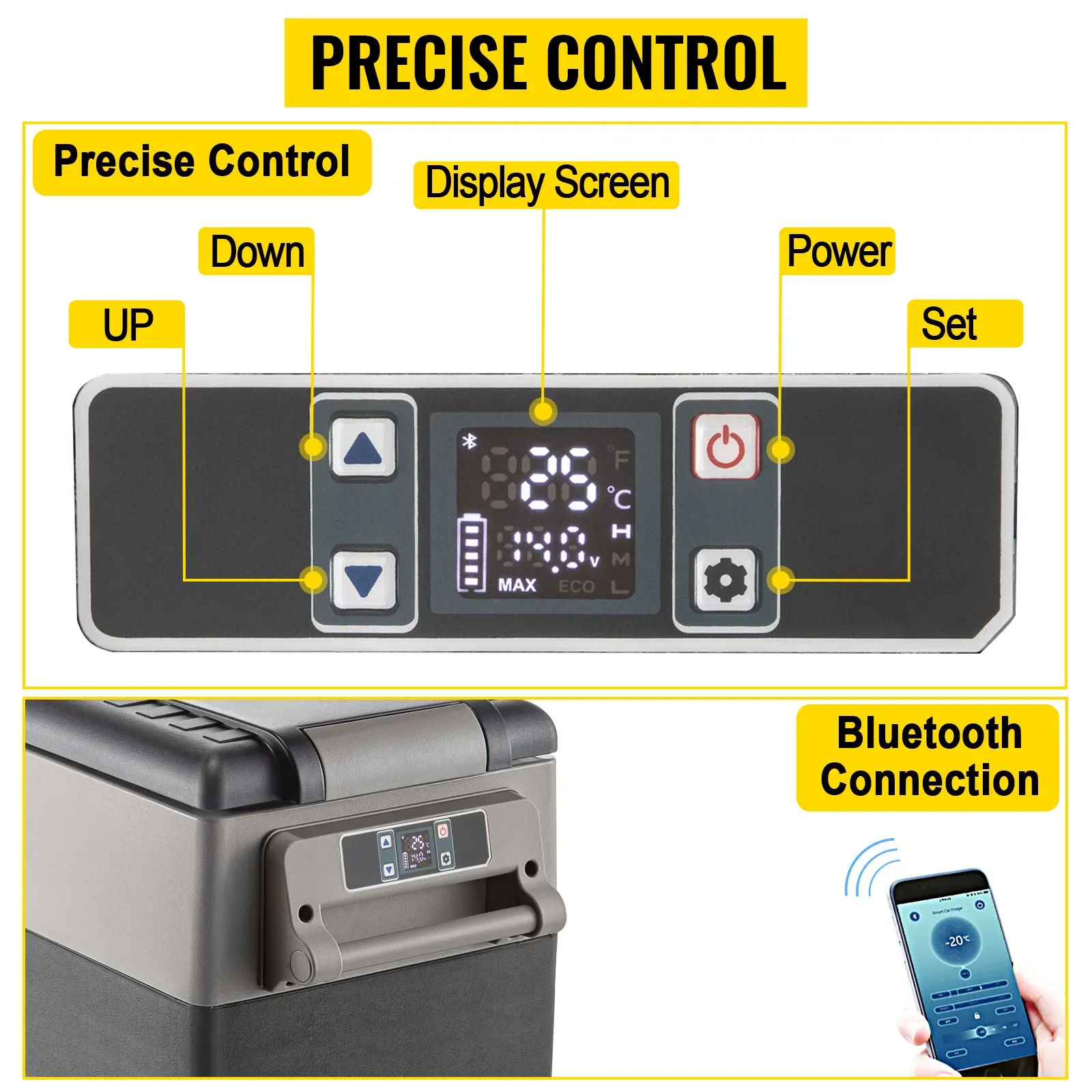 VEVOR Car Refrigerator 55L Compressor Portable Small Refrigerator Car Refrigerator Freezer Car Truck RV Yacht Cooler