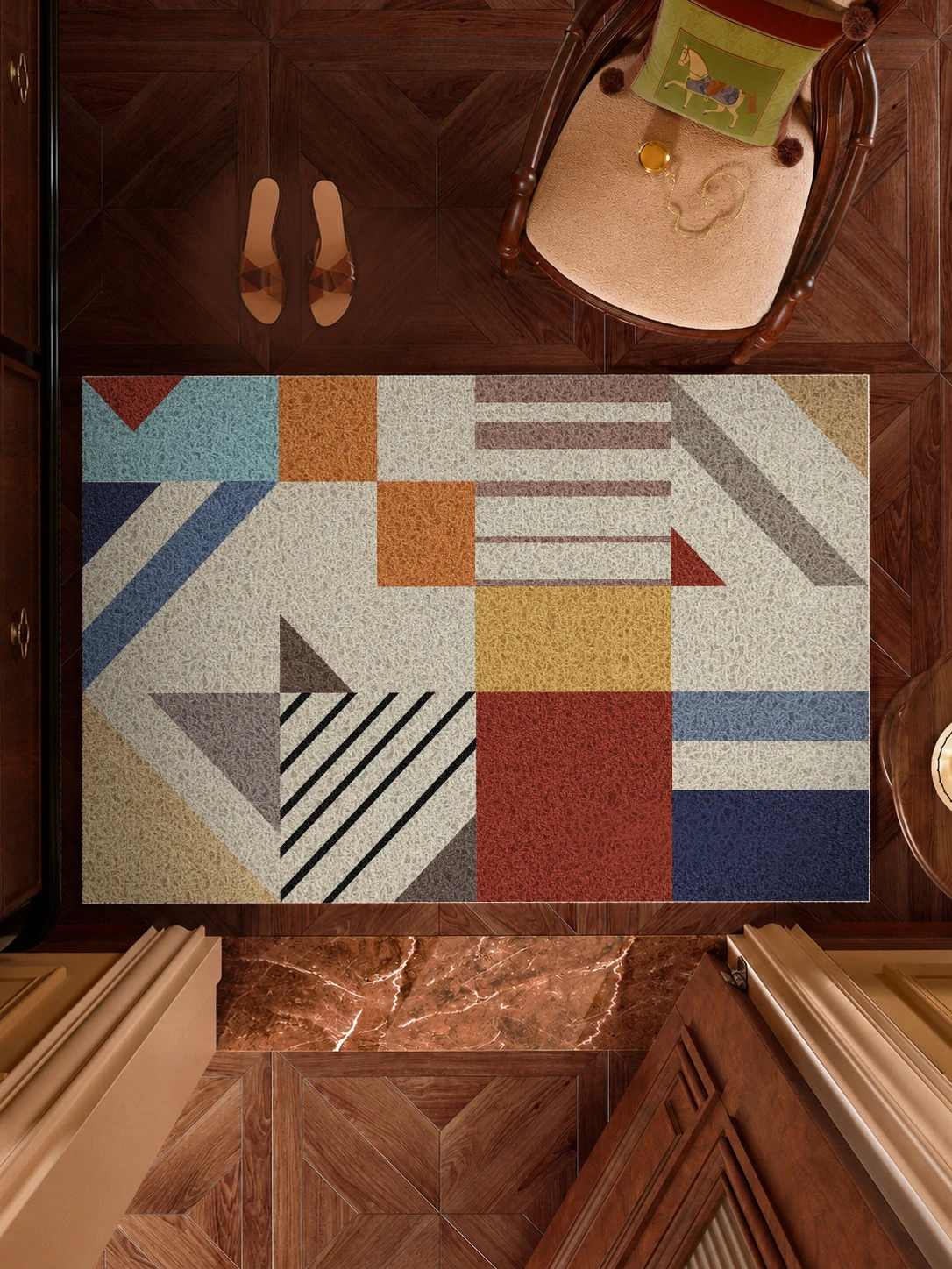 Anti Slip Indoor Entrance Mat Geometric Pattern Wear Resistant Wire Loop Dirt Scraper Easy Maintenance Door Mat