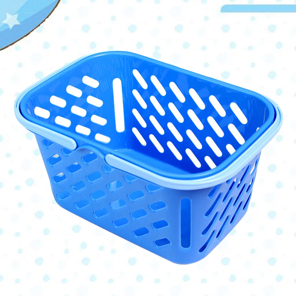 Shopping Basket Toy Portable Kids Plastic Grocery Basket with Handle for Children Kids Kitchen Pretend Play Toy(Random Color)