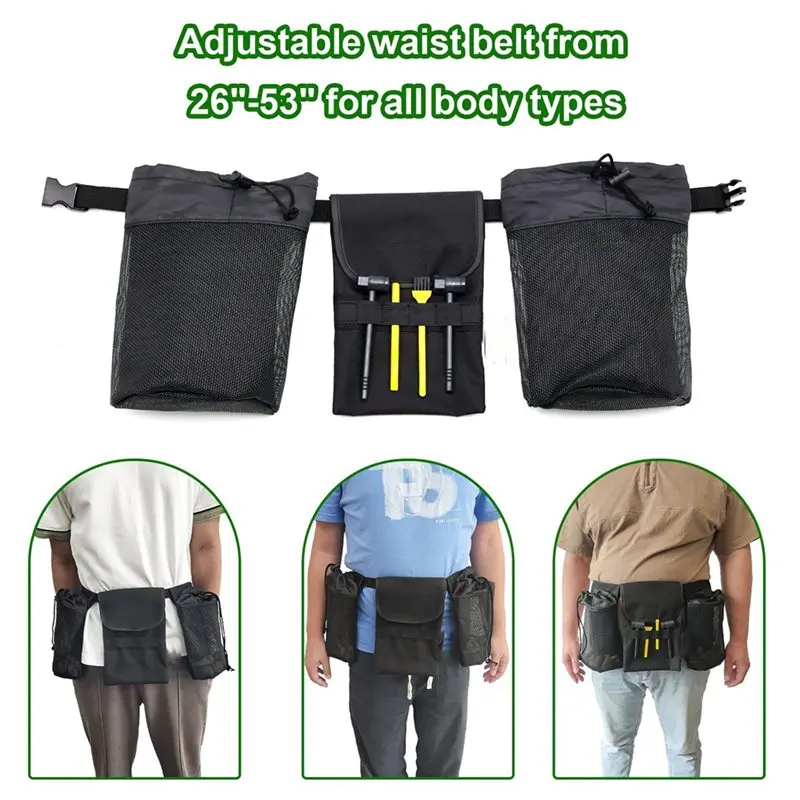 PZHI-Rock Collecting Waist Bag Multi Pockets Storage Pouch Portable Gardening Tool Belt