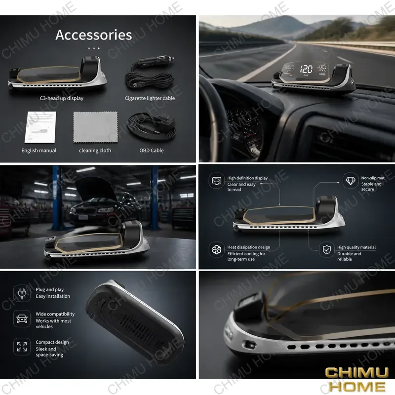 【CHIMU HOME】 New C3 Head Up Display OBD2 HUD Mirror with Navigation Speed Fuel Consumption Projection for Citroen C3 for benz