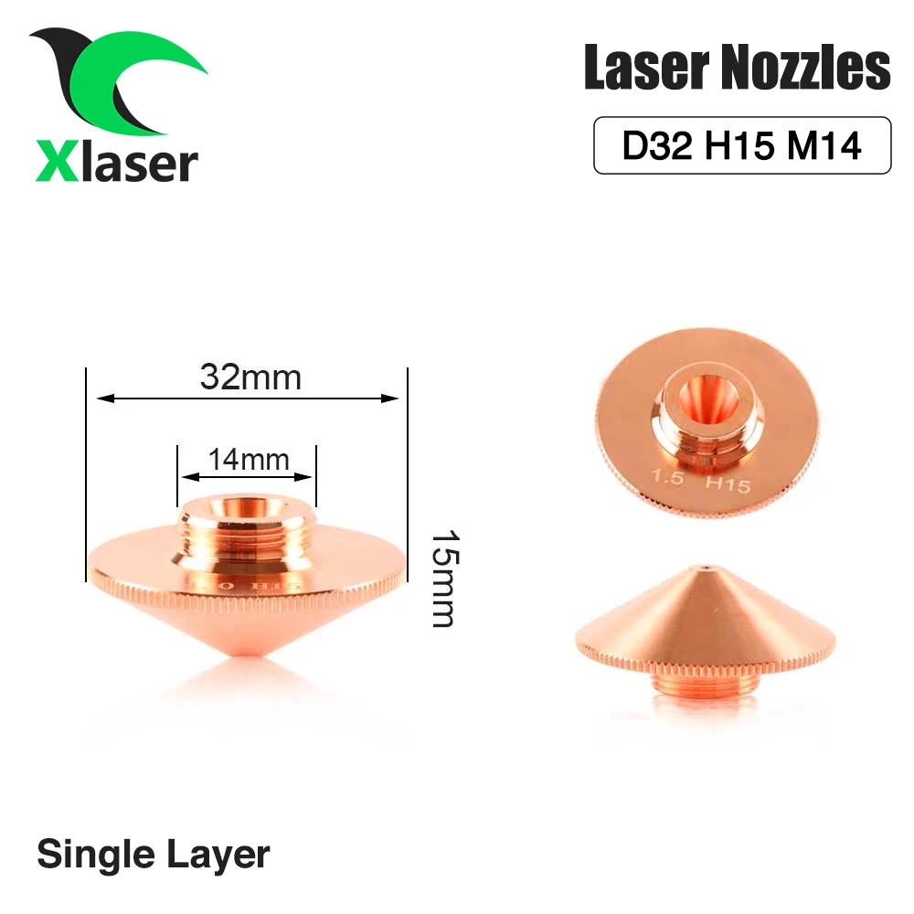 Raytools Bodor Nozzles Dia.32 M14 H15 Caliber 0.8-5.0 Single/Double Layers Laser Welding Nozzle For Fiber Laser Cutting Machine