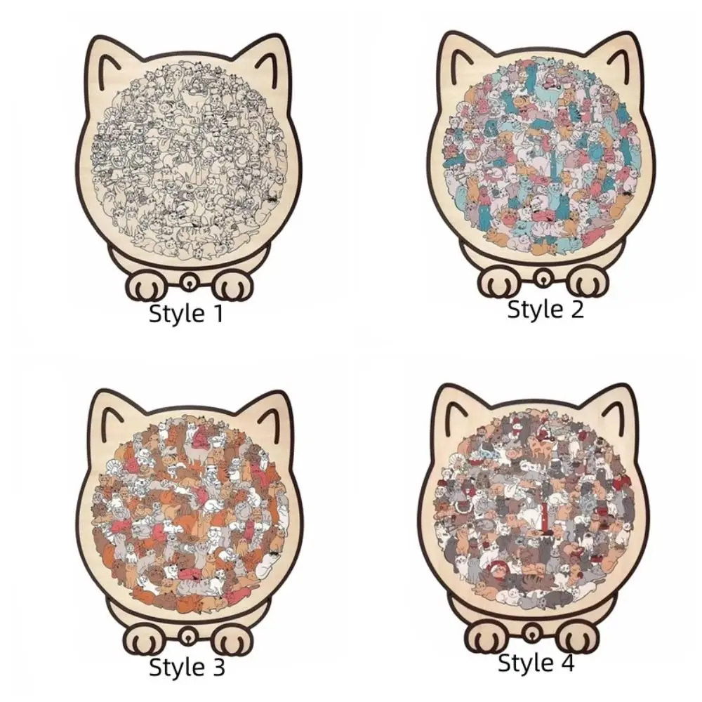 Brain Burning Cat Houten puzzel Dierenpuzzel Home Decor Katvormige puzzel Gekleurde doe-het-zelf-montage Unieke onregelmatige puzzel