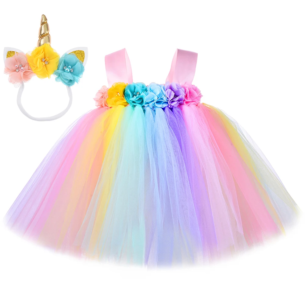 

Pastel Unicorn Birthday Costumes for Baby Girls Photography Tutu Dress Newborn Photoshoot Props Outfit Kids Toddler Party Gown