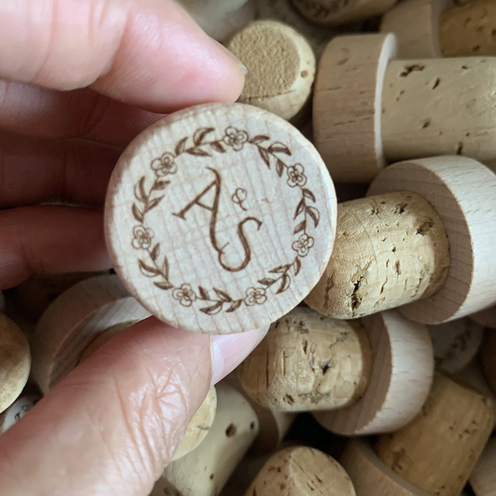 Personalized Engraved Logo Wood Wine Stopper Cork Bottle Toppers With Thank You Card Party Wedding Favors Gifts Wedding Souvenir view 5