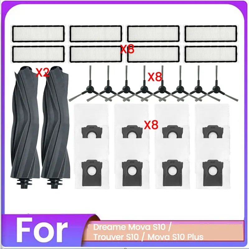 

AB46-26PCS Brush Dust Bag And Filter Set For Dreame Mova S10 Trouver S10 Mova S10 Plus Vacuum Cleaner Replacement Parts