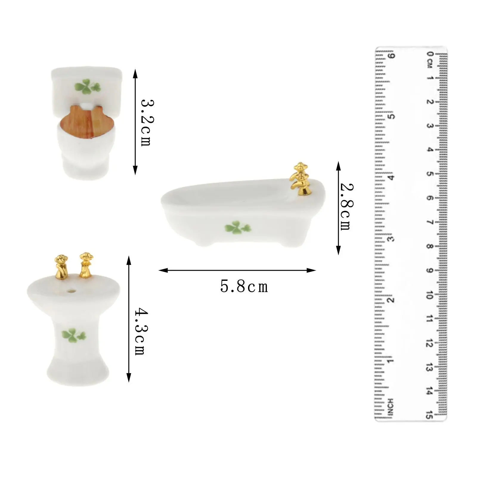 Accesorios de baño para casa de muñecas Micro paisaje 1:24 Juego de baño para casa de muñecas