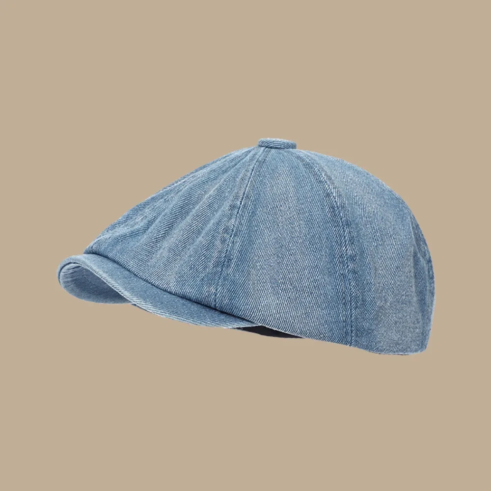 Czapka Newsboy z denimu w stylu retro, z krótkim daszkiem, uniwersalna czapka z płaskim daszkiem, casualowy brytyjski beret dla kobiet i mężczyzn