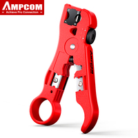 AMPCOM All-In-One Stripping Tool Cable Wire Stripper Compression Tool Coaxial Cable Stripper, Round Cable ,Cutter and Flat Cable