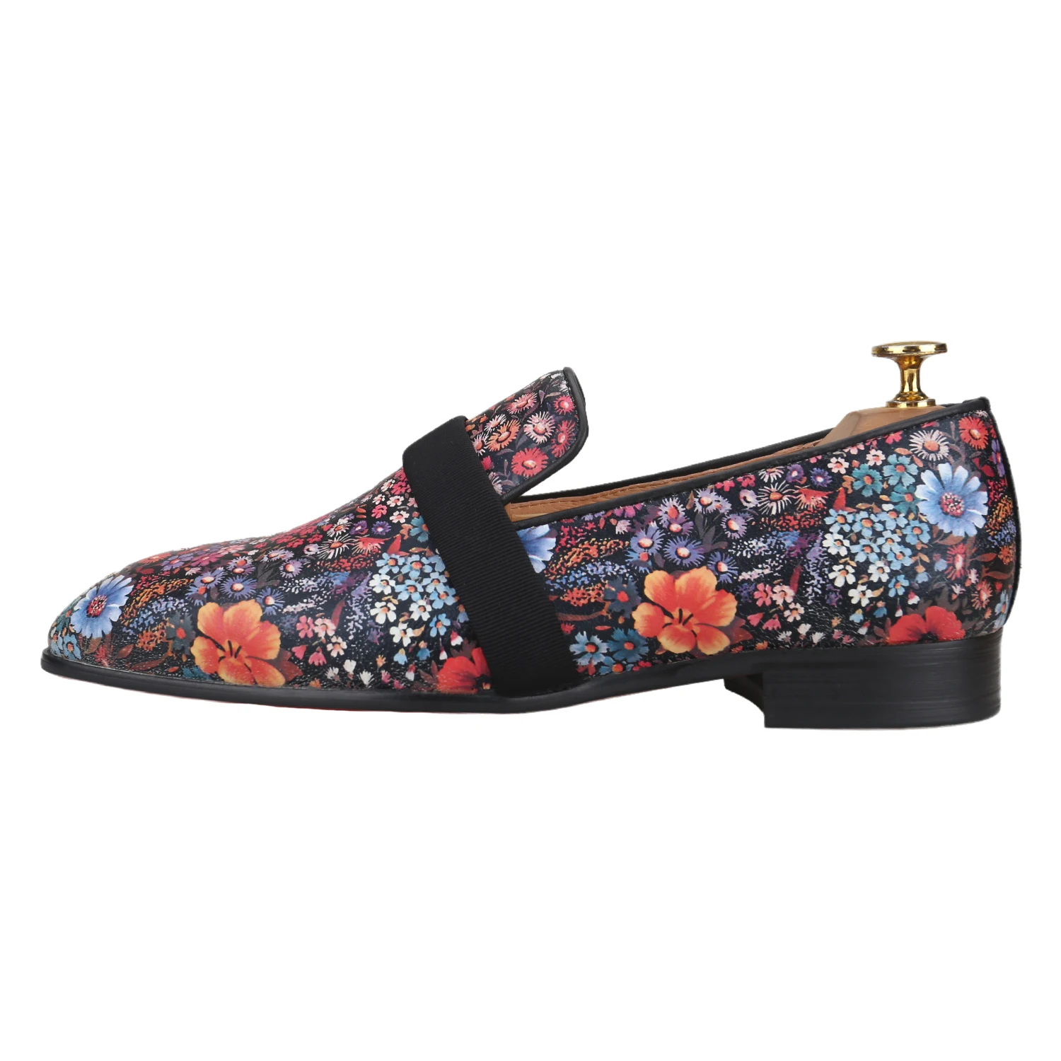 Piergitar Italian Retro Style Floral Pattern Leather Men Loafers Fashion Red Sole Smoking Shoes For Men's Personalized Wear