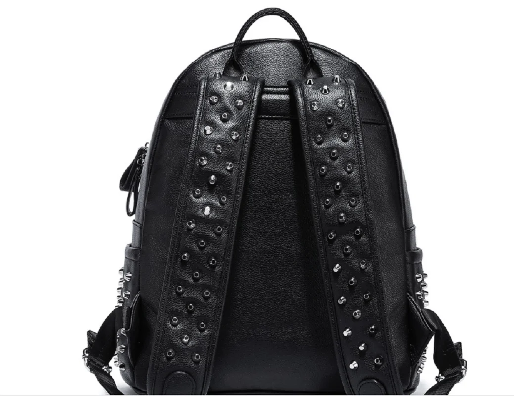 New Fashion Luxury Rivet High Quality Leather Travel Backpacks Men Women's Large Capacity Shoulder Bags Notebook School Bag
