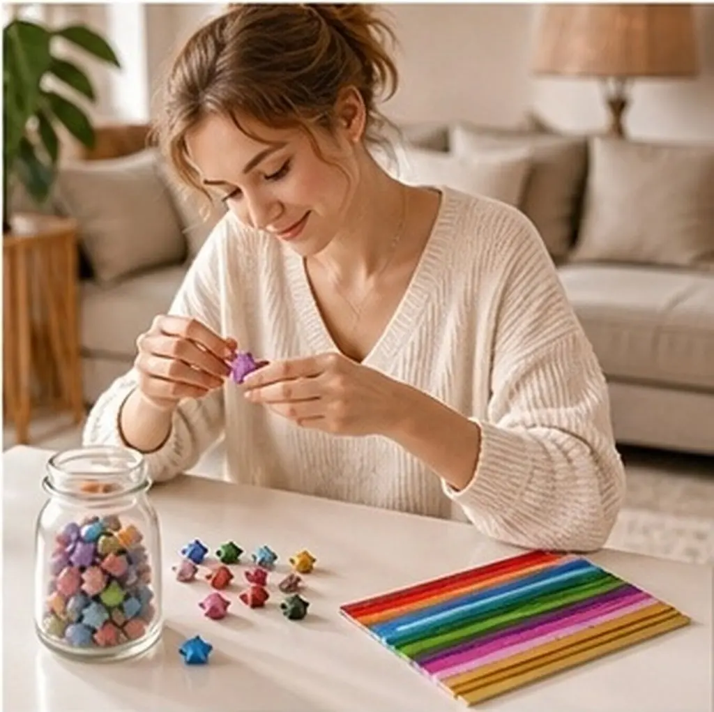 460Pcs DIY Star Accessories Rainbow Star Paper Strips Foldable Pentagram Craft Sheets for Handmade Gifts Kids Friends