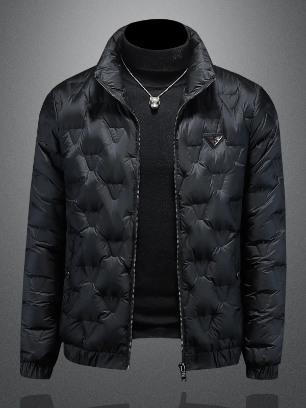 

Men's Winter Warmth-Insulating down Jaet 2025 New Faion Brand Stand Collar White Du Feather Large Size Outerwear