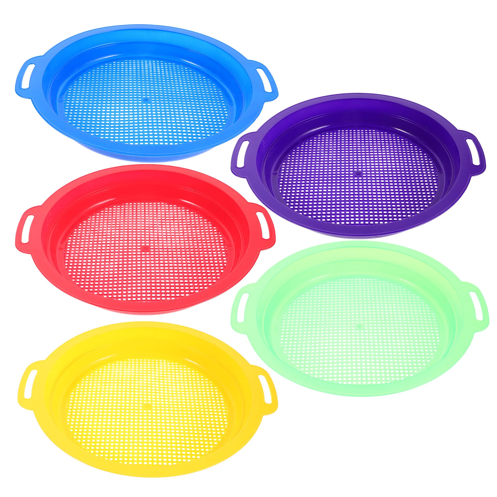 Tamiz de arena para playa, colador de plástico duradero para niños, juego de arena al aire libre, caja de arena para piscina, juguete tamiz de playa, 5 uds.