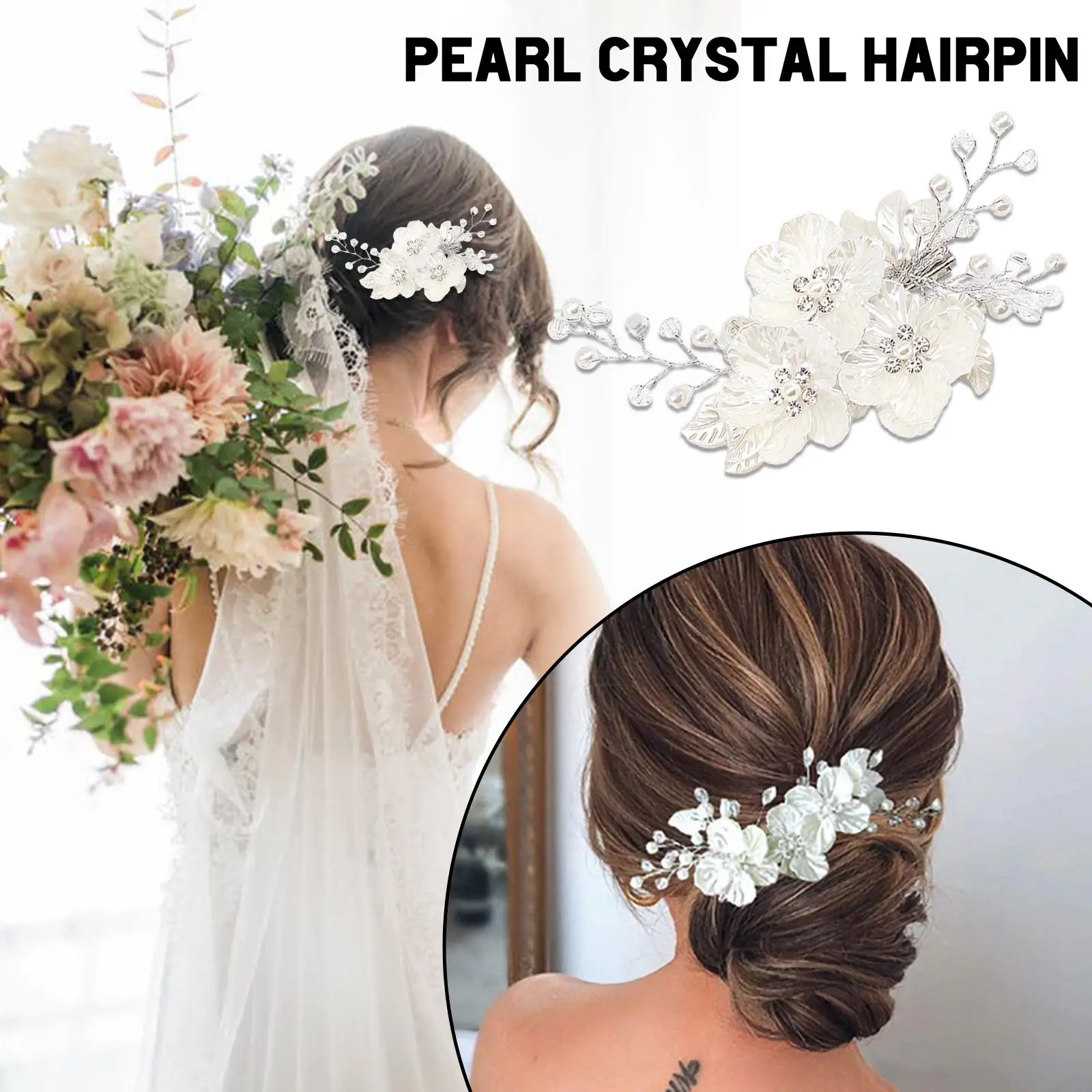 Crystal Pearl Flower Hair Clip Floral Style Barrette Bride Hair Jewelry Bridesmaid Wedding Bridal Hair Accessories