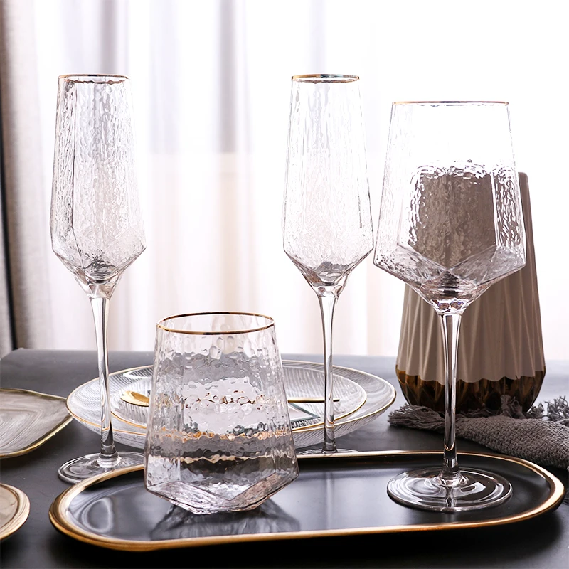 Hot Sale Custom Crystal Glass Set for Red Wine for Champagne Tumbler Spray Colors Factory Price in Stock Matilic Look Design