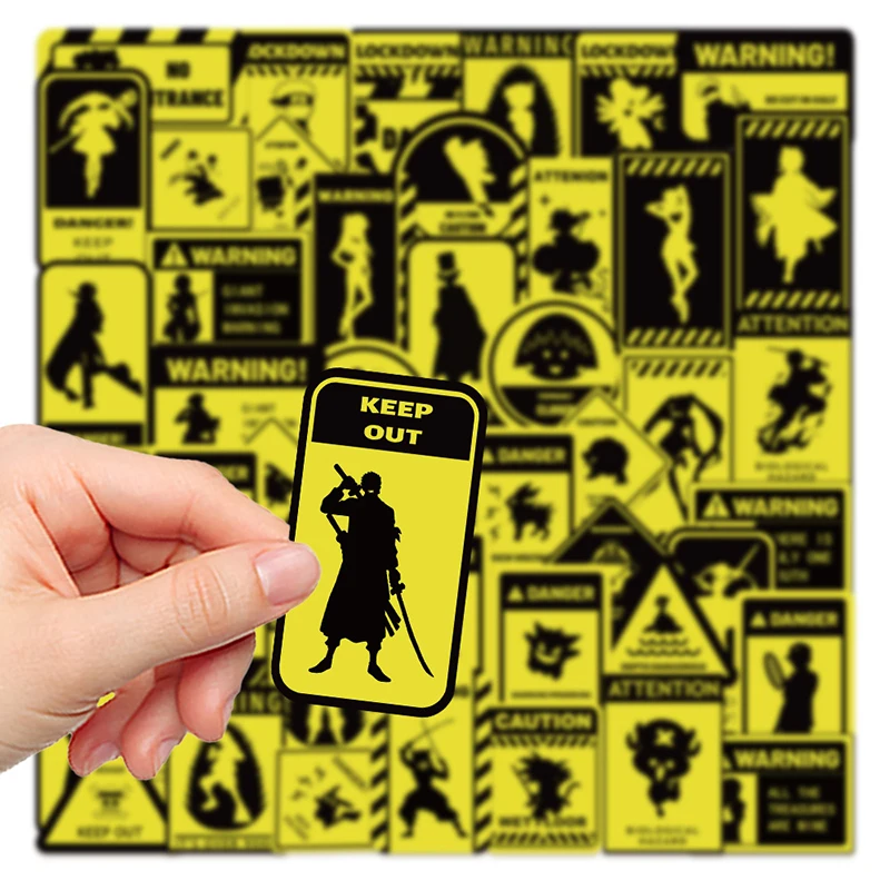

50 шт., предупреждающие знаки в стиле аниме, наклейки для запрещения опасности, скейтборд, гитара, ноутбук, мотоциклетный шлем, чемодан, сделай сам, водонепроницаемые наклейки, игрушки