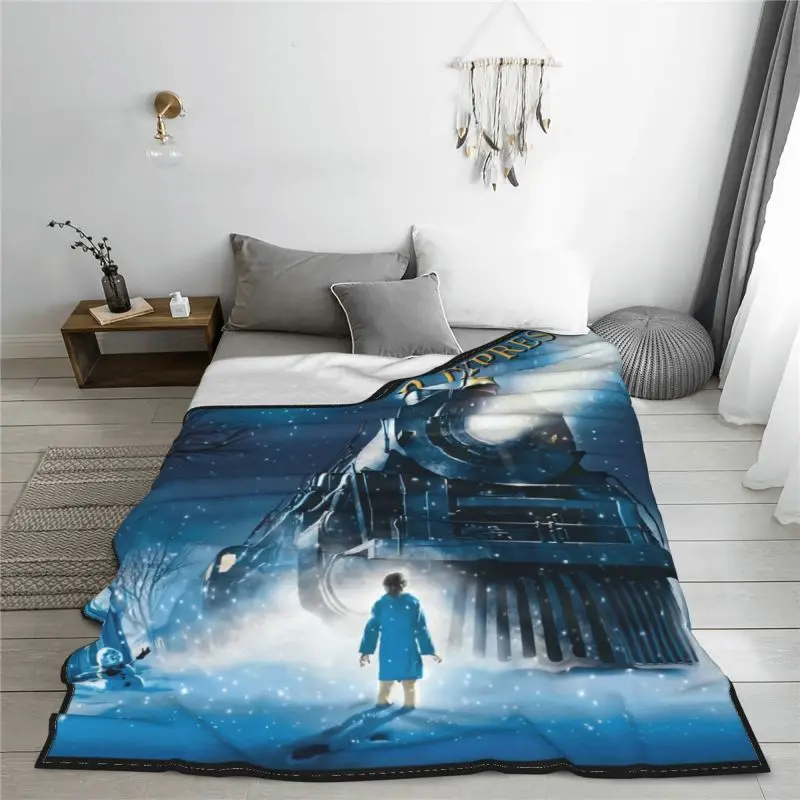 Polar Express Big Train Blanket Warmth Flannel On The Sofa Sofa Dedicated Camping Blanket