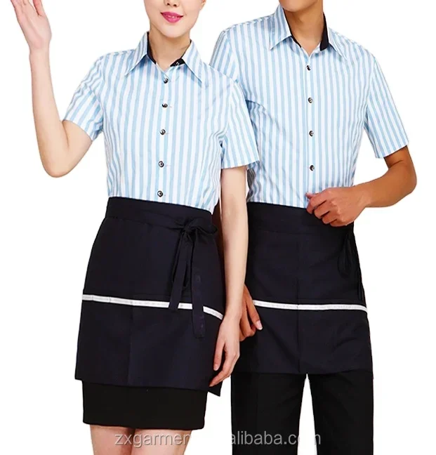 Custom Hotel Cleaner Uniforms Staff Shirt Apron Work Suit Sets Unisex Nanny Housekeeping Cleaning Clothes