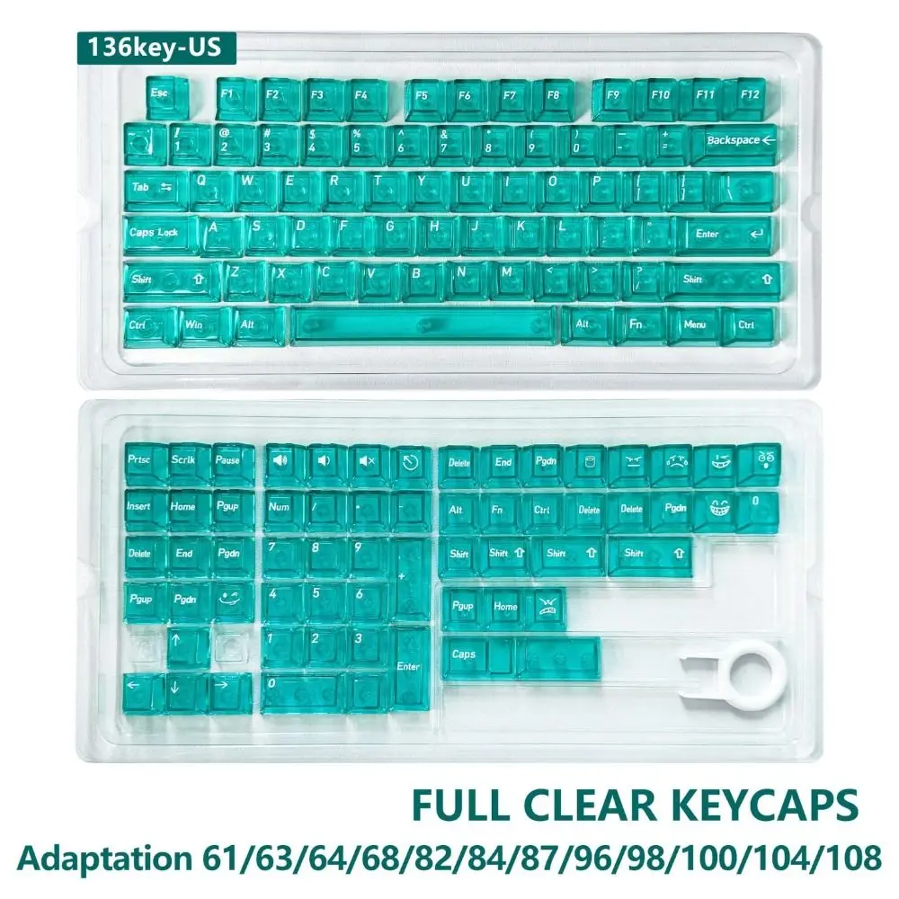 Full Transparent Transparent Keycaps Crystal Clear Ice Transparent Mechanical Keyboard Keycaps Color Keycaps ABS