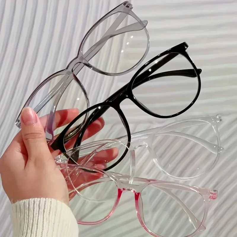 4pcs New Retro Round Anti Blue Light Glasses for Both Men and Women, High-definition and Comfortable Ultra Light Glasses