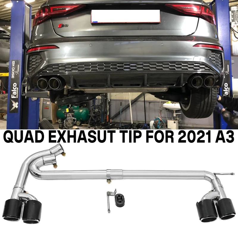 Vierfach-Auspuffblenden für Audi A3 8Y 2021+ Edelstahl 4-Auslass Schalldämpfer Endrohr Heck Exterieur Modifikationszubehör