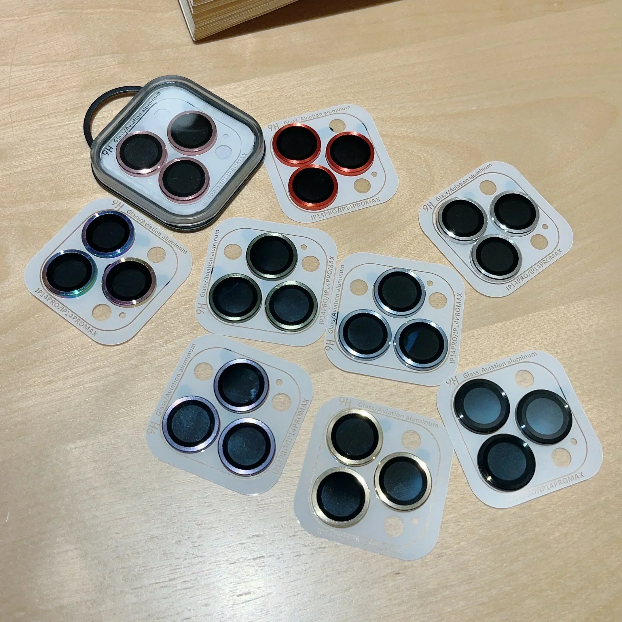 ปกป้องเลนส์กล้องเต็มรูปแบบสำหรับ iPhone 14 PLUS 11 15 PRO MAX 12 MINI กระจกนิรภัยโลหะกระจกนิรภัยเลนส์ฟิล์มป้องกันฝาหลัง