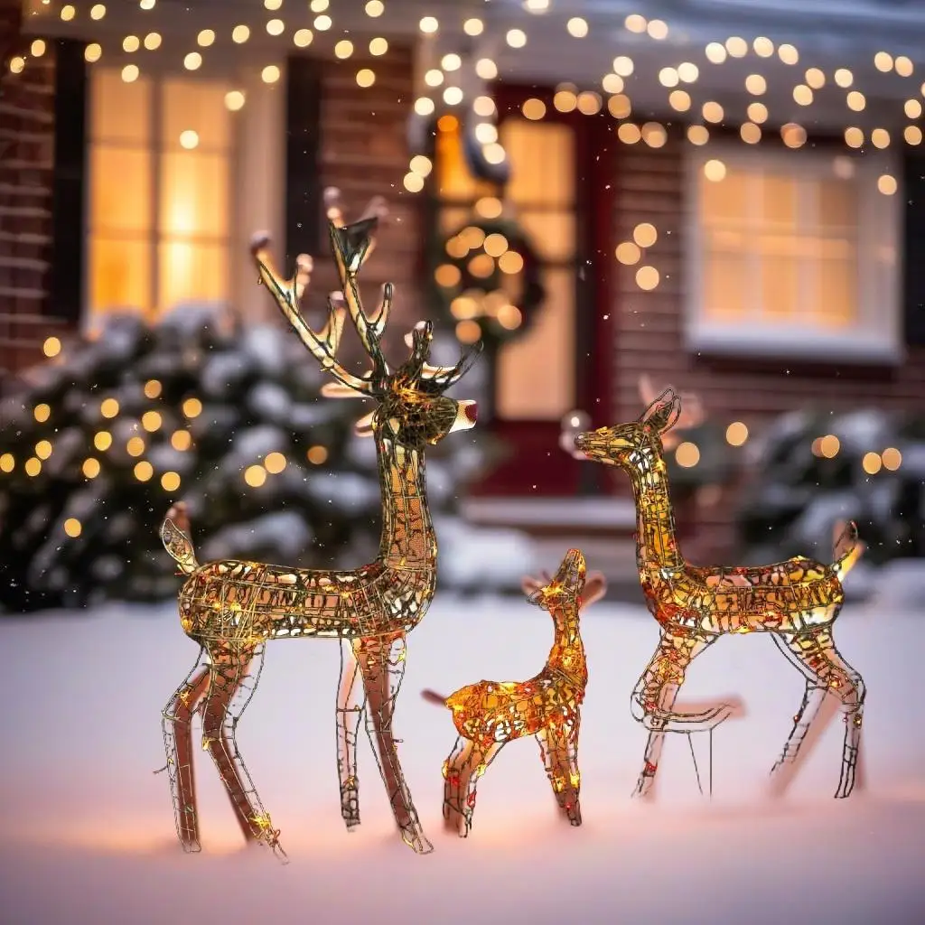 

300 Colorful Acrylic Reindeer Family Christmas Decor - Festive Holiday Decoration