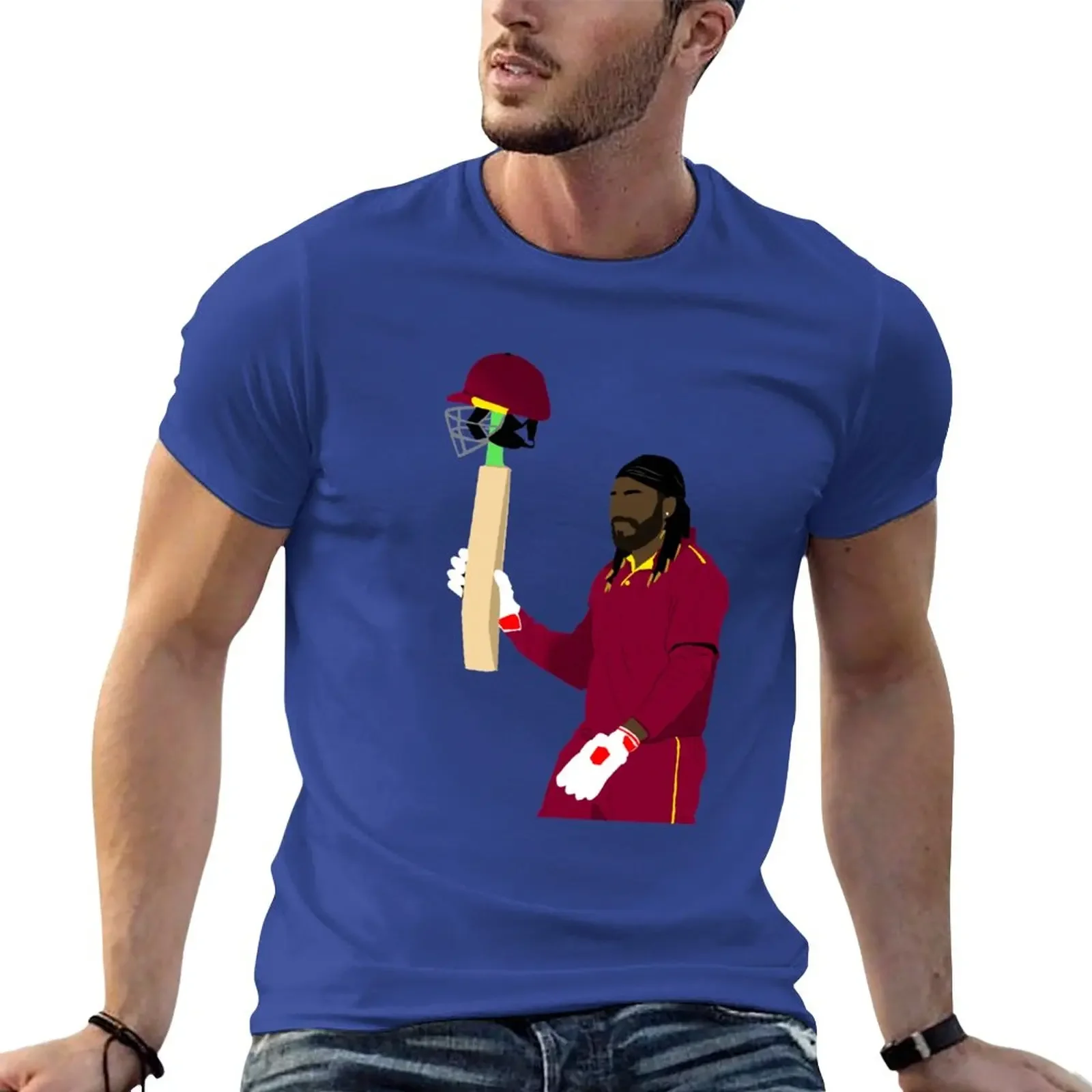 

Chris Gayle T-Shirt boys animal print Short sleeve tee blacks Men's t-shirt