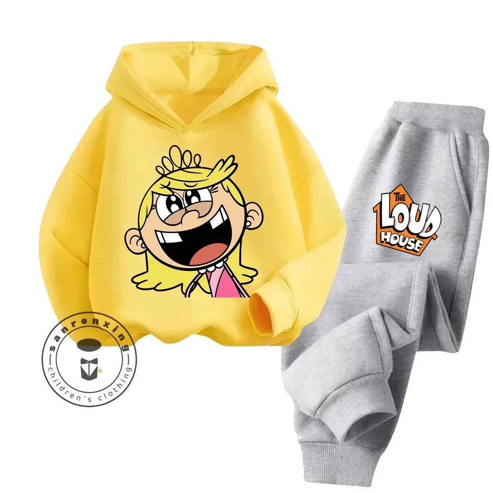 The Loud House Garb Low Maintenance Clothing Wash Friendly Cartoon Patterns Fall Winter Easy Care Pure Cotton Kids Hoodie Set