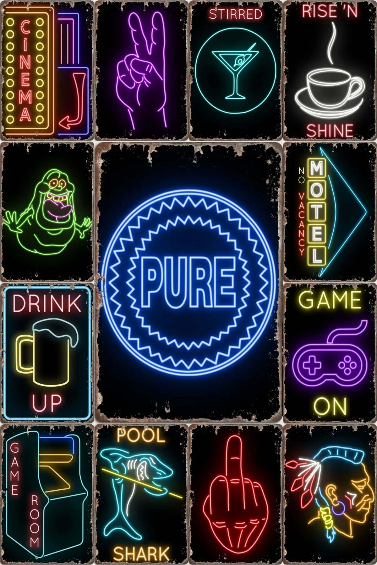 Drink Up Poster Neon Signs Retro Tin Sign Room Decor Game Life Vintage Metal Plates Movie Time Gaming Room Decoration Wall Home