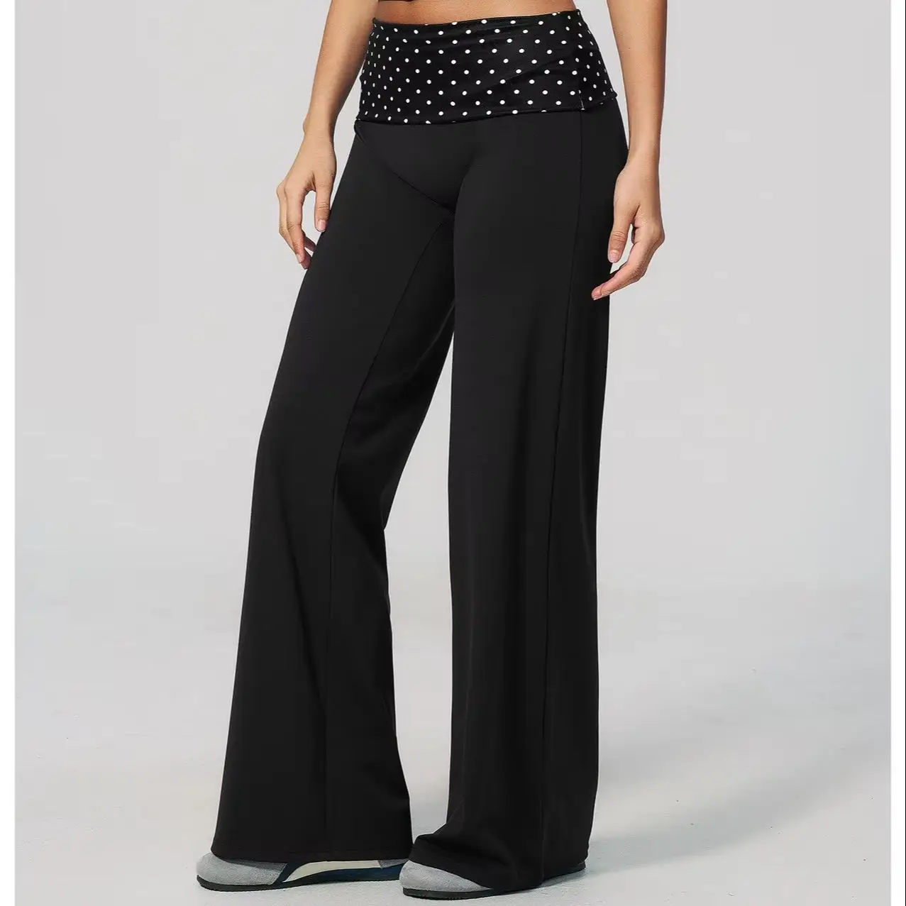 Women Casual Yoga Legging Wide Leg Sweatpants Fold Over Low Rise Flare Yoga Lounge Pants Back to Fitness Clothes Gym Leggings