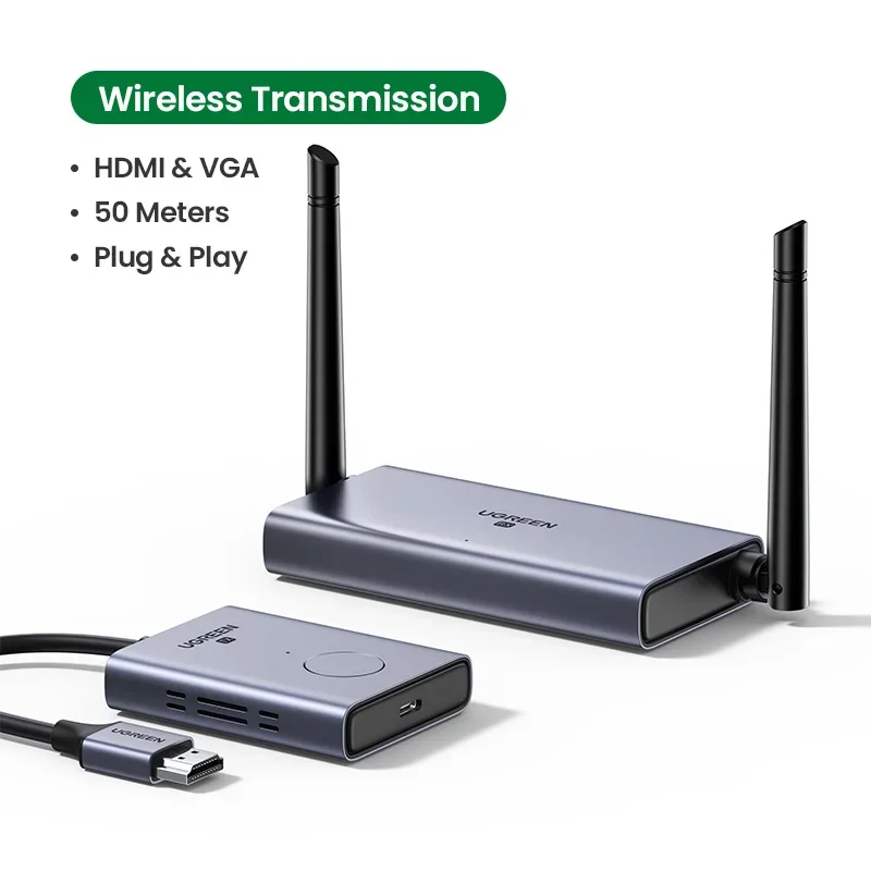 UGREENワイヤレスHDMI無線送受信機4K@30Hz/50M/2.4G+5G UGREEN ワイヤレスHDMI 無線送受信機 HDMIエクステンダー