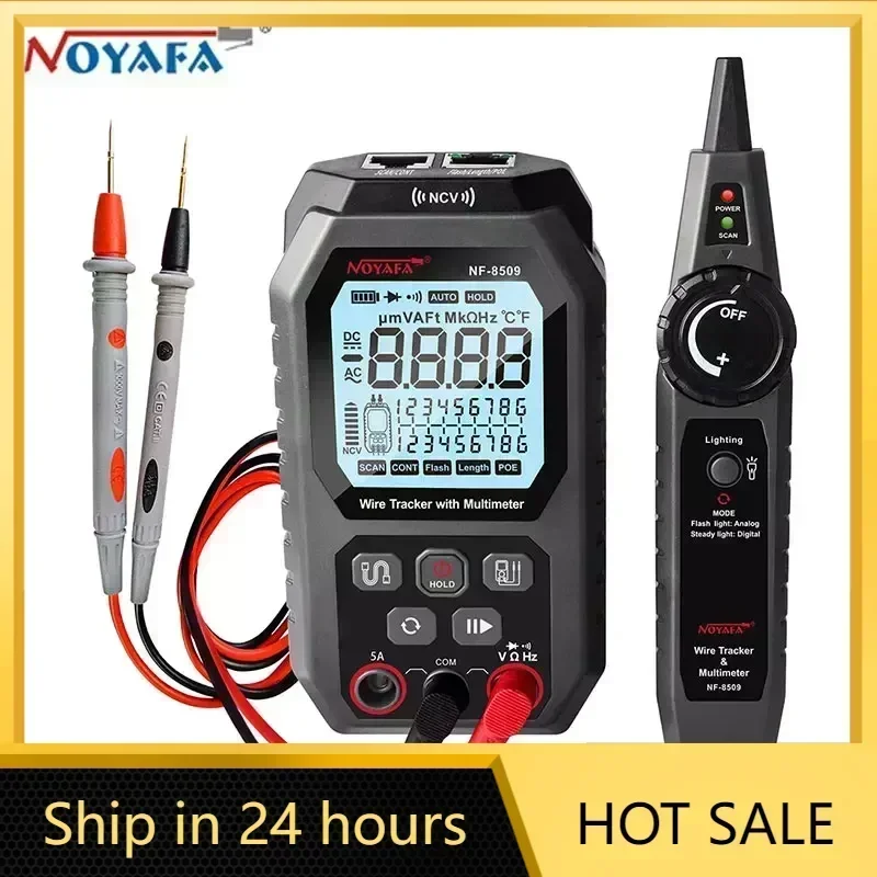 ZHOUCE NF-8509 Network Cable Tester 2-in-1 Multimeter Line Finder POE Test NCV AC DC LCD Voltmeter Ethernet Wire Tracker Tool