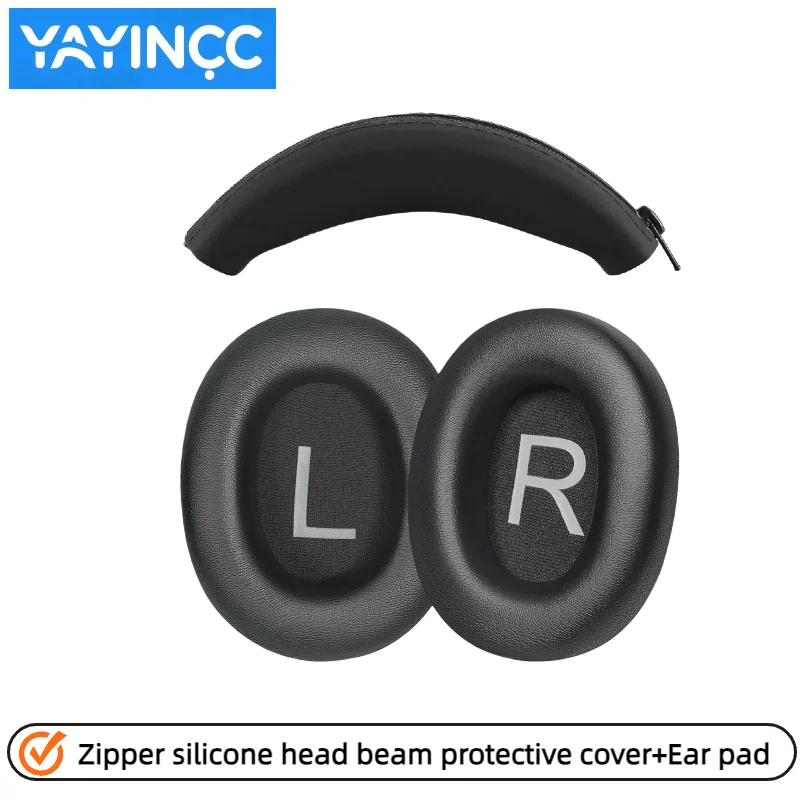 YAYINCC Ersatz-Ohrpolster aus weichem Schaumstoff / Silikon-Reißverschluss-Kopfbügelschutz für QCY H4 Gaming-Headset – Detail 2