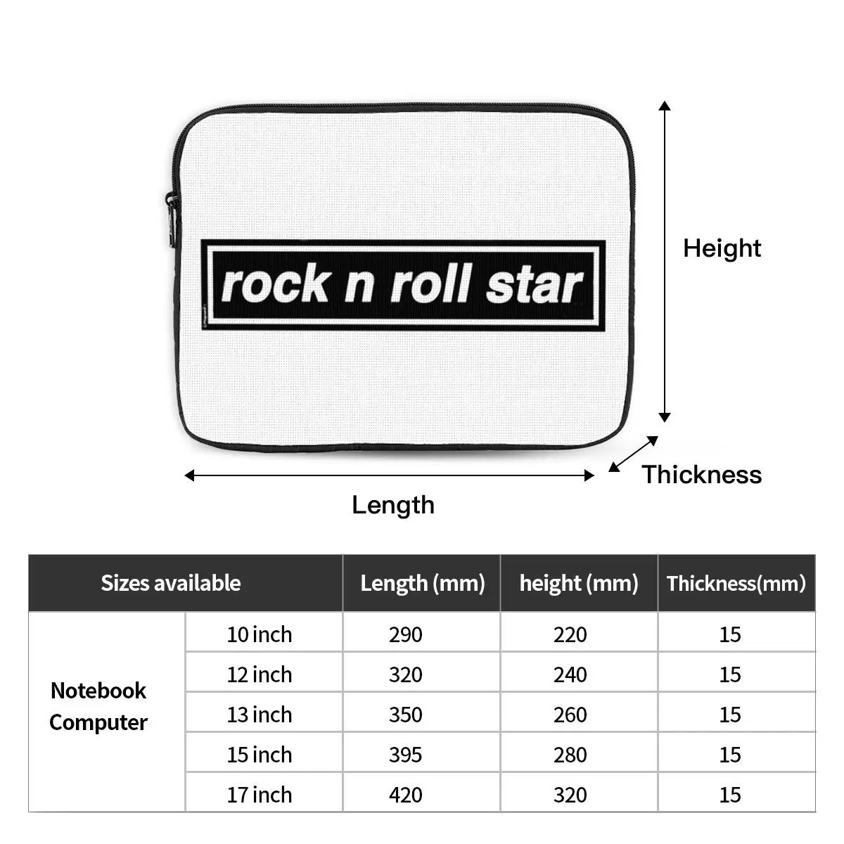 Rock N Roll Star Notebook Laptop Bag Case Pouch For Macbook Air Pro Tablet Shockproof Case Bag