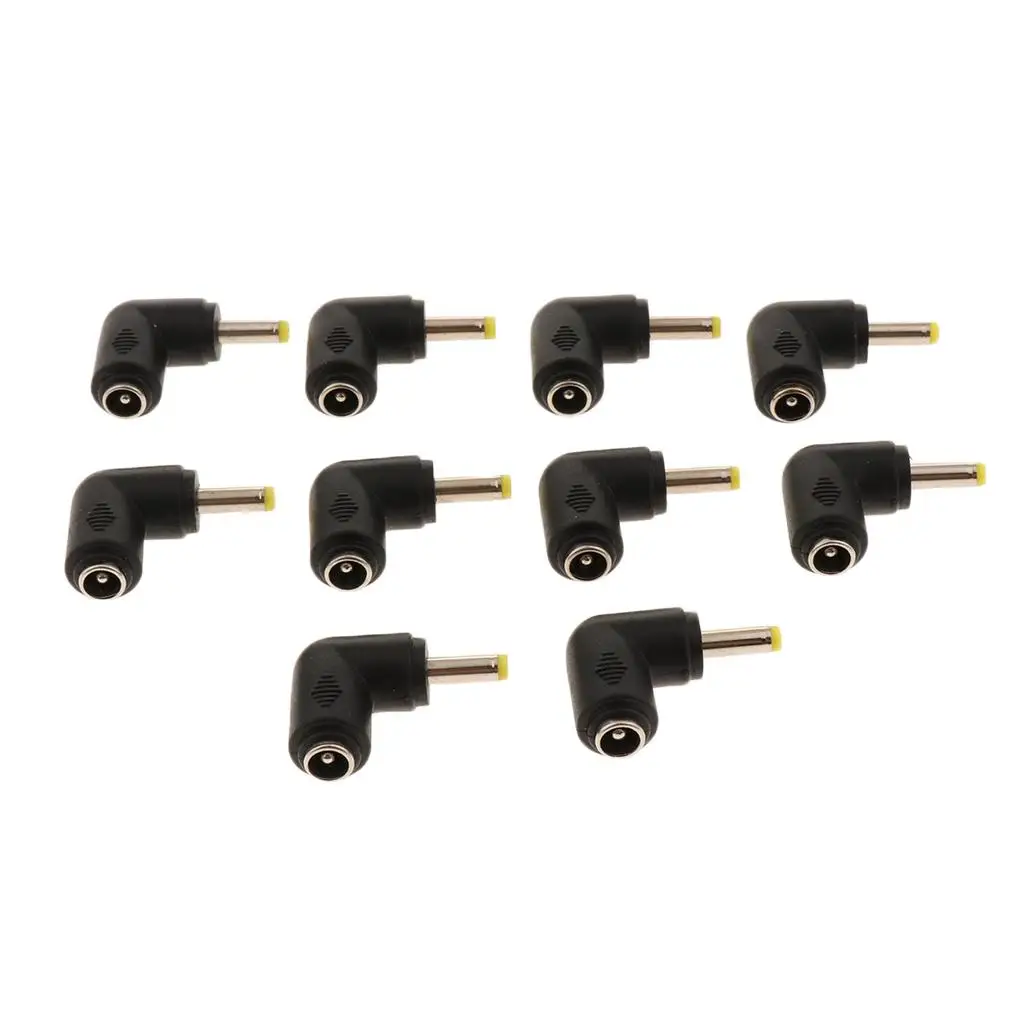 10 piezas DC 5,5x2,1mm hembra a 4,0x1,7 macho adaptador de fuente de alimentación de ángulo recto,