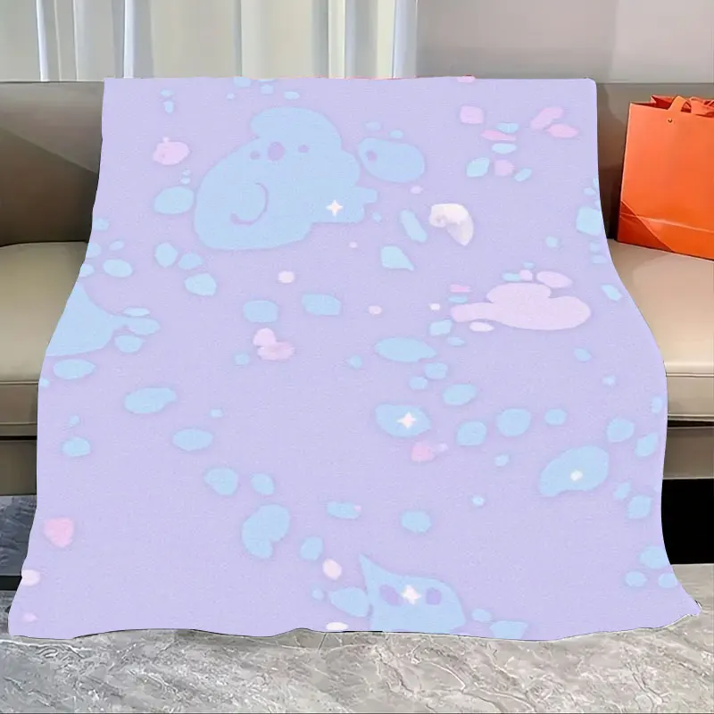 

1pc Flannel Blanket "Purple Pastel Paw Print Blanket for Cozy Home Decor"
