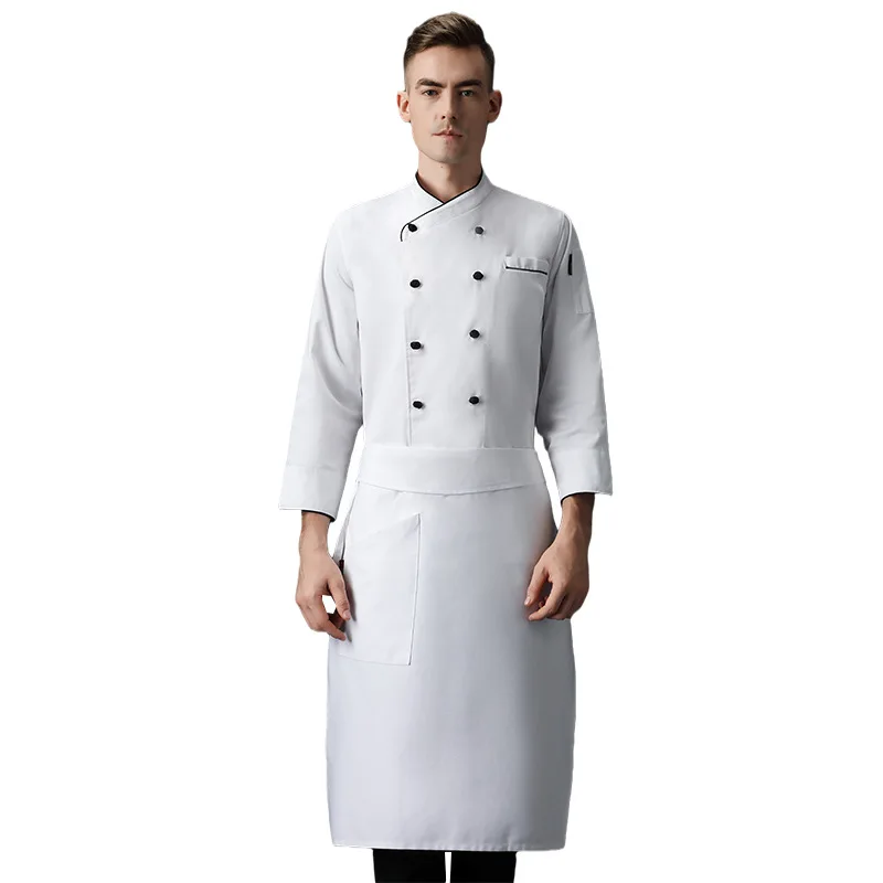 

C132 Long Sleeve Chef Clothes Uniform Restaurant Kitchen Cooking Chef Coat Waiter Work Jackets Professional Uniform